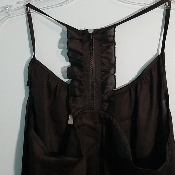 Costa blanca black front ruffle satin tank large - Picture 3 of 8